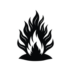 Fiery Flames A Black and White Illustration of a Bonfire