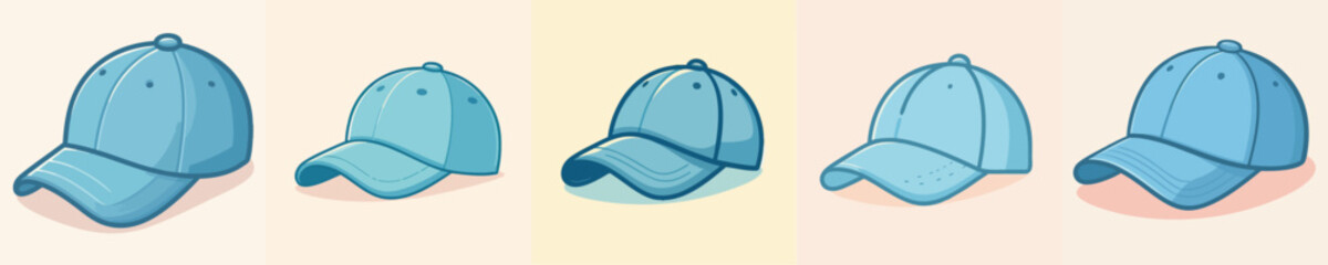 Blue Baseball Cap Vector Illustration – Modern Flat Design for Fashion, Sports, and Branding Use