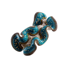 Obraz premium Abstract Teal and Gold Clam Shell Organic Design Element
