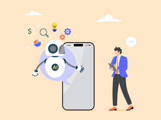 AI assistant and user conversation. Artificial intelligence