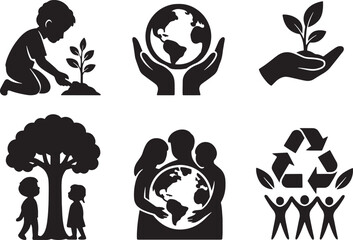 Obraz premium Ecology Vector Icons Set on White Background.