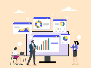 Team planning meeting, online team meeting to discuss collaboration, online plan analysis