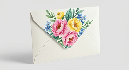 isolated envelope with floral pattern desigh beautiful