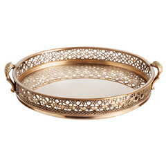 Decorative Serving Tray with Handles on White Background