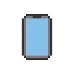 Mobile phone illustration with pixel design. Isolated vector icon on white backgroundv