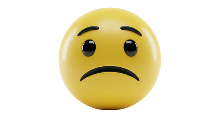 Fototapeta premium Isolated 3D Sad Face Yellow Emoji Emoticon with Frowning Expression