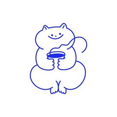 Vector logo design template and graphic element for advertising, branding, posters and banners, funny cartoon illustration with smiling character and mascot, coffee lover, specialty coffee spot emblem