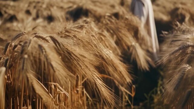 Jesus Christ Walking Through a Wheat Field. Bible Christian Video for Church Publications