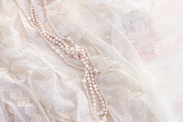 top view of vintage white lace dress