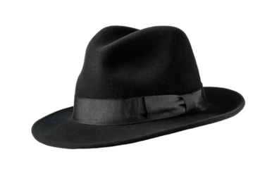 [Transparent Background PNG]Elegant Black Fedora Hat Studio Shot