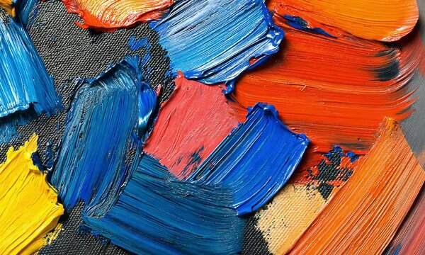 Colorful paint pigments closeup