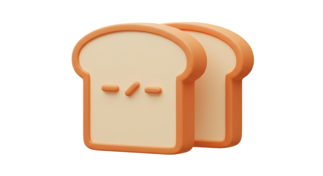 Isolated Two Slices of Cartoon Style Bread Icon for Bakery Products