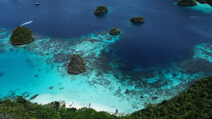 Remote lagoon at Wayag island consisting of limestone islands, Raja Ampat, West Papua, Indonesia
