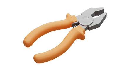 Isolated Orange Handled Combination Pliers Hand Tool for Repair Work