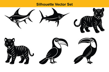 Vector silhouette set high quality design
