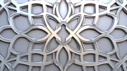 Intricate silver metal floral design pattern.
