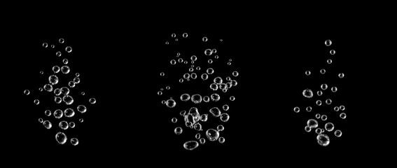 Underwater bubbles, Underwater oxygen design concept, Small water drops underwater, On black...