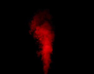 Red smoke effect. Realistic smoke with different colors on black background. Color explosion. Design template. Pastel ink smoke. Bright and intense abstract background. Fog or smoke.
