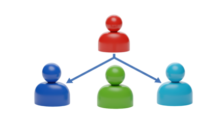 Isolated Organization Chart with Red, Green, and Blue Figures