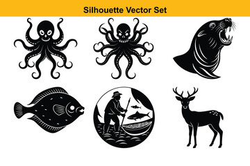 Vector silhouette set high quality design