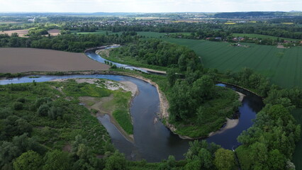 River Meanders in Natural Landscape Czech Republic also known as Meandry reky Odry..