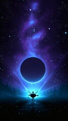 Naklejka premium Space Exploration with Spaceship Viewing Celestial Phenomena