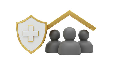 Isolated Family Health Insurance Protection Symbol Shield Figures Roof