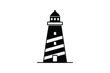 Silhouette art illustration of a lighthouse with simple windows and stripes.eps