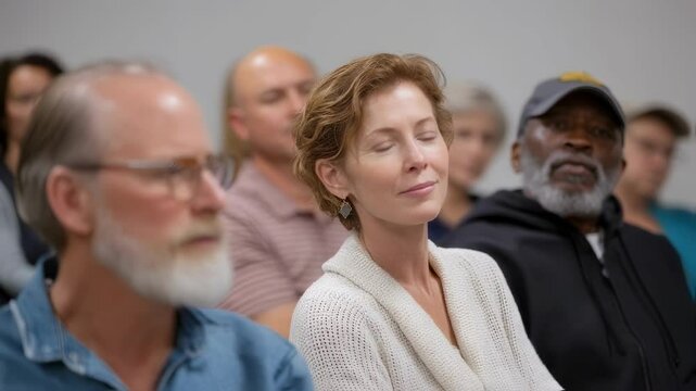 A collaborative scene featuring a diverse group of residents engaged in a community meeting discussing their experiences and concerns regarding the AGIs decisionmaking in neighborhood