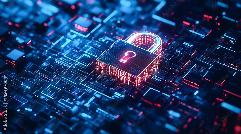 Poster cyber security, data protection and privacy for corporate electronic server for abstract background.