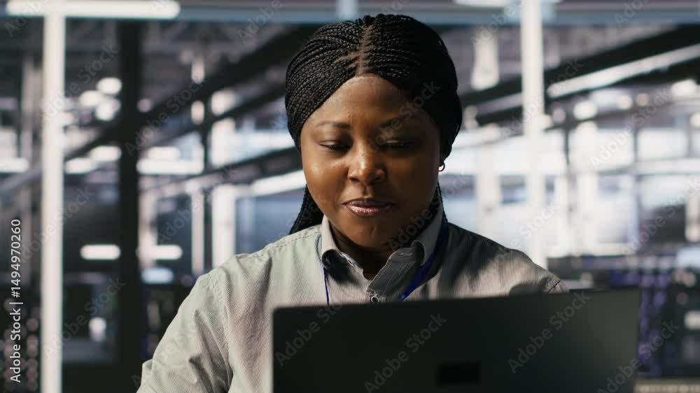 Poster data center system administrator pleased by neural network outputs after completing software updates