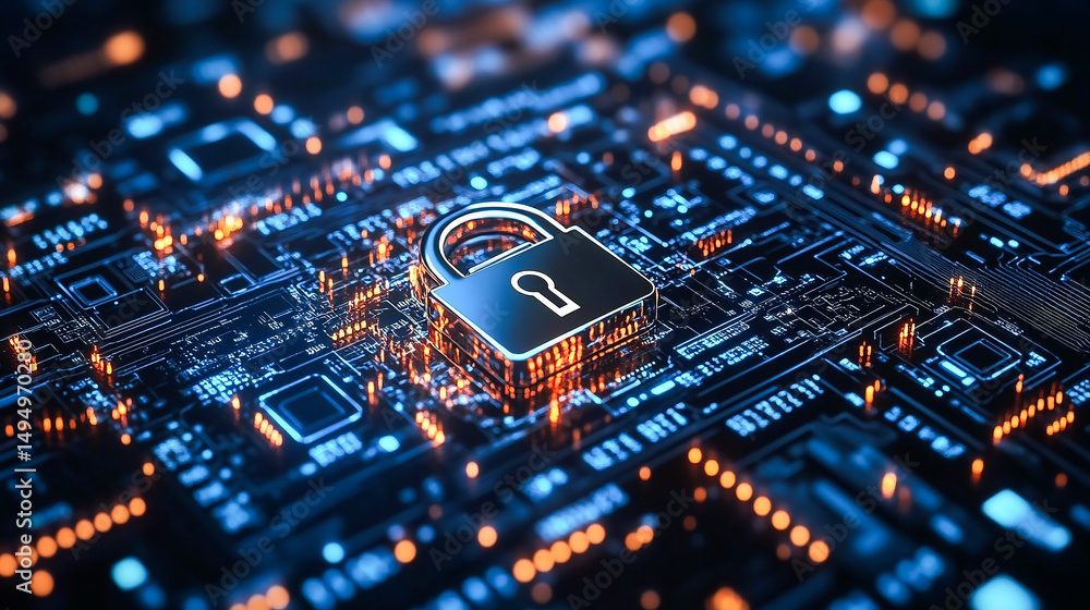 Poster cyber security, data protection and privacy for corporate electronic server for abstract background.