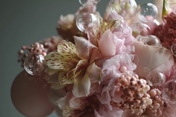 Blush tones and bubble elegance in one frame