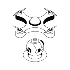 A visually engaging isometric icon of drone technology feature