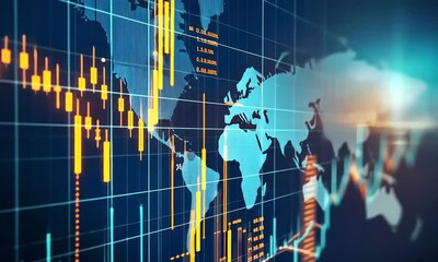 Global data visualization world map chart colorful visual abstract design - Powered by Adobe