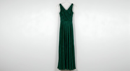 Elegant Dark Green Evening Gown on Hanger for Fashion Design