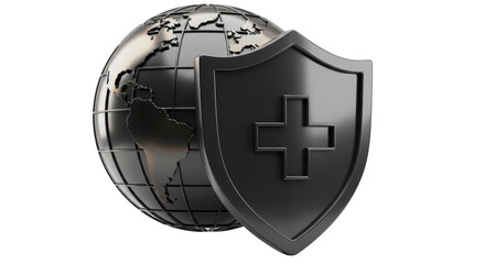 Isolated World Globe with Shield Security Protection