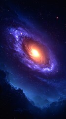 Fototapeta premium Stunning Cosmic Spiral Galaxy with Bright Center and Nebula Clouds