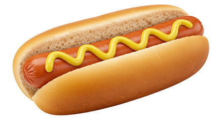 Isolated Hot Dog with Mustard Drizzle