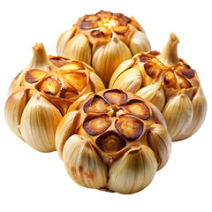 Roasted Garlic Cloves Isolated on White Background