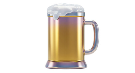 Isolated Glossy Beer Mug with Frothy Foam