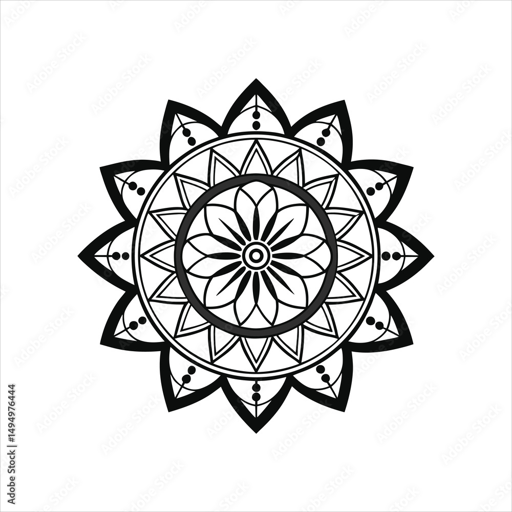 Poster a vector illustration of an ornamental round snowflake design with a star symbol and celtic pattern 