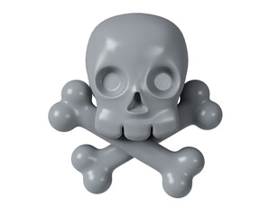 Narcotics caution skull symbol with crossed bones. 3D render illustration