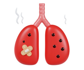 Narcotics awareness depicted through damaged lungs in a 3D render illustration