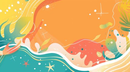 Fototapeta premium Summer background and banner with water, splash and waves in vector abstract shape