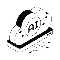 An isometric outline icon showing ai computing environment