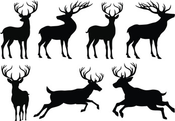 Deer Silhouette Premium Vector Bundle Set