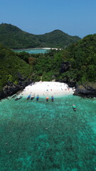 Nui Beach, Hidden Tropical Beach in Phi Phi Islands, Thailand – Aerial View..