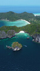 Nui Beach, Hidden Tropical Beach in Phi Phi Islands, Thailand – Aerial View..