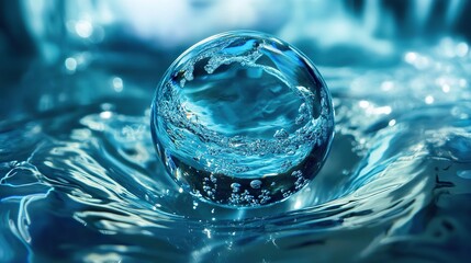 water drops on blue background